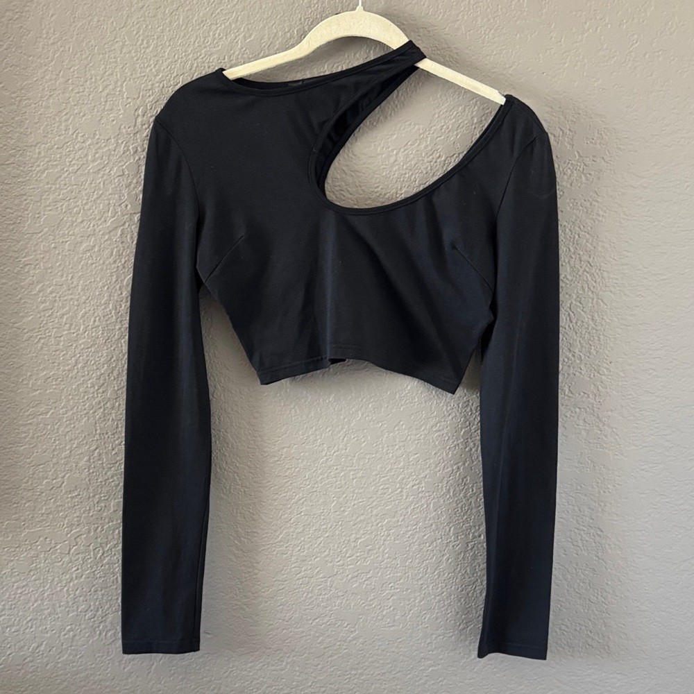 Black Cut-Out Long Sleeve Top